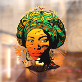 Afrikaans vrouwenportret met zonsondergang raamsticker (Vel 2)