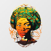 Afrikaans vrouwenportret met zonsondergang raamsticker (Vel)