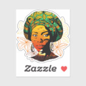 Afrikaans vrouwenportret met zonsondergang sticker (Vel)