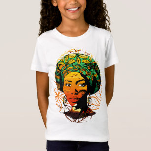 Afrikaans vrouwenportret met zonsondergang t-shirt