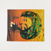 Afrikaans vrouwenportret met zonsondergang wandkleed (Voorkant (horizontaal))