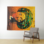 Afrikaans vrouwenportret met zonsondergang wandkleed (In Situ (horizontaal))