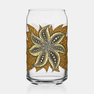 Afrikaanse Abstracte Bloemen Batik Stijl Blikvorm Glas