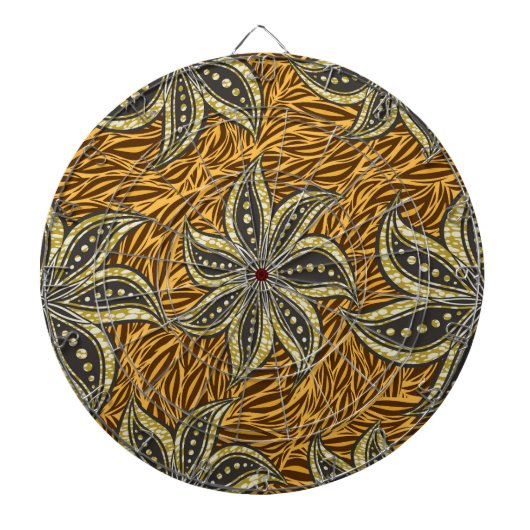 Afrikaanse Abstracte Bloemen Batik Stijl Dartbord (Voorkant)