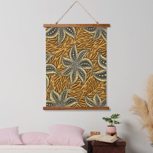 Afrikaanse Abstracte Bloemen Batik Stijl Hangend Wandkleed (Slaapkamer)
