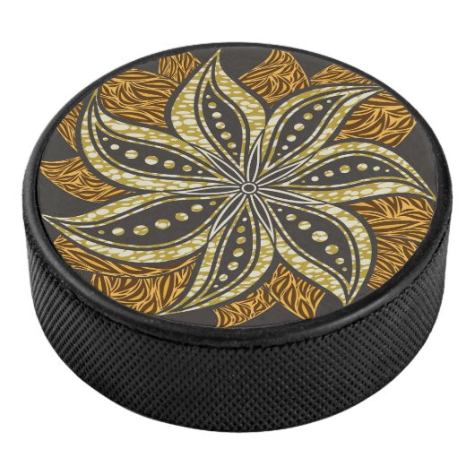 Afrikaanse Abstracte Bloemen Batik Stijl Hockey Puck (3/4)