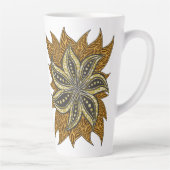 Afrikaanse Abstracte Bloemen Batik Stijl Latte Mok (Rechts)