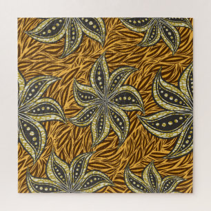 Afrikaanse Abstracte Bloemen Batik Stijl Legpuzzel