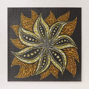 Afrikaanse Abstracte Bloemen Batik Stijl Legpuzzel