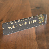 Afrikaanse Abstracte Bloemen Batik Stijl Naambordje (Zijkant)