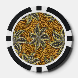Afrikaanse Abstracte Bloemen Batik Stijl Poker Chips