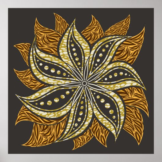 Afrikaanse Abstracte Bloemen Batik Stijl Poster (Voorkant)