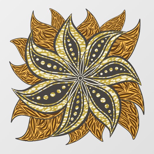 Afrikaanse Abstracte Bloemen Batik Stijl Raamsticker (Vel)