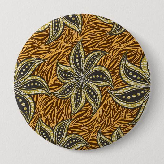 Afrikaanse Abstracte Bloemen Batik Stijl Ronde Button 4,0 Cm (Voorkant)