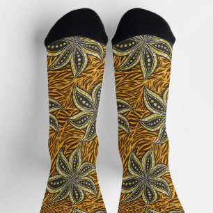 Afrikaanse Abstracte Bloemen Batik Stijl Sokken