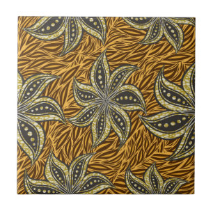 Afrikaanse Abstracte Bloemen Batik Stijl Tegeltje