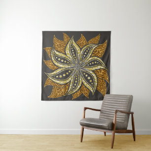 Afrikaanse Abstracte Bloemen Batik Stijl Wandkleed