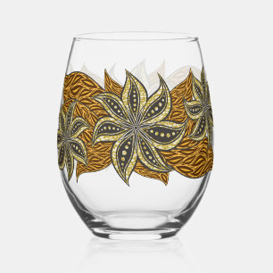 Afrikaanse Abstracte Bloemen Batik Stijl Wijnglas Zonder Voet