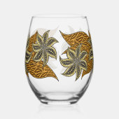 Afrikaanse Abstracte Bloemen Batik Stijl Wijnglas Zonder Voet (Links)