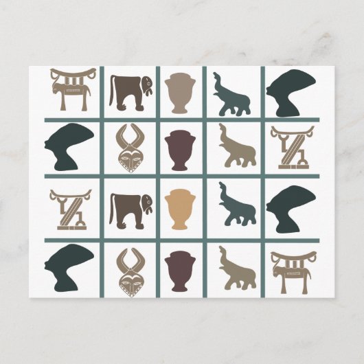 Afrikaanse abstracte stamkunst briefkaart (Voorkant)