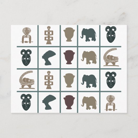 Afrikaanse abstracte stamkunst briefkaart (Voorkant)