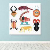 Afrikaanse abstracte stamkunst canvas afdruk (Insitu (Houten vloer))