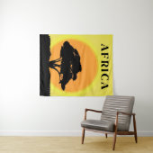 Afrikaanse acaciaboom tegen een Oranje zonsonderga Wandkleed