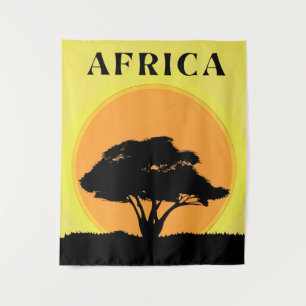 Afrikaanse acaciaboom tegen een Oranje zonsonderga Wandkleed