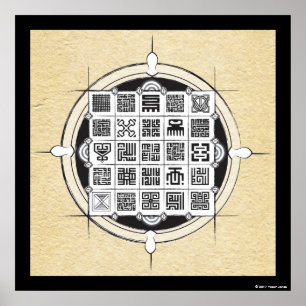 Afrikaanse adinkra en Koerdische Arabisch, op het Poster