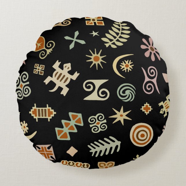 Afrikaanse adinkra-symbolen rond kussen (Voorkant)