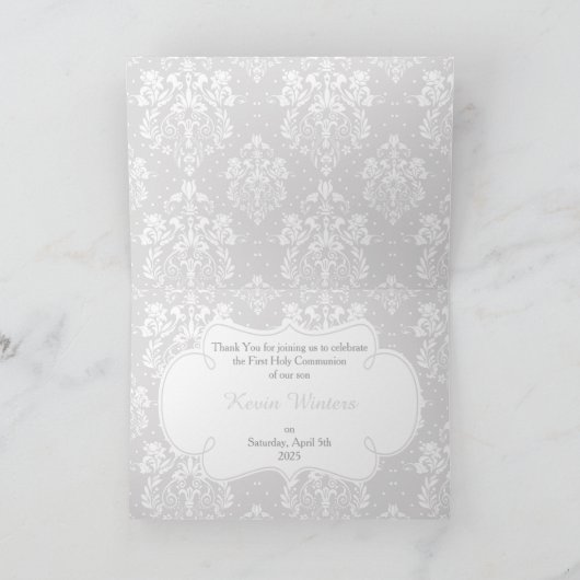 Afrikaanse American Boy First Commune "Bedankt" Bedankkaart (Binnen)