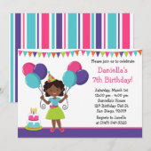 Afrikaanse American Little Girl Birthday Party Kaart (Voorkant / Achterkant)