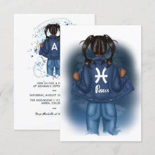 Afrikaanse American Pisces Zodiac Sign Birthday Pa Kaart