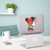 Afrikaanse Amerikaans kindermeisje met patriottisc Sticker (Laptop op bureau)