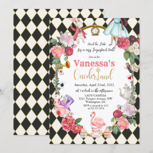 Afrikaanse Amerikaanse Alice in Wonderland Uitnodi Kaart