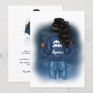 Afrikaanse Amerikaanse Aquarius Zodiac Sign Birthd Kaart