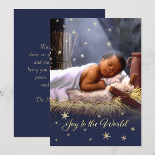 Afrikaanse Amerikaanse Baby Jesus Flat Kerstmis Ka Feestdagenkaart