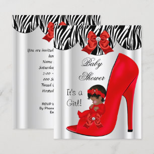 Afrikaanse Amerikaanse Baby shower Girl Red Baby S Kaart