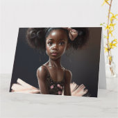 Afrikaanse Amerikaanse ballerina, meisje dat van b Kaart (Gele Bloem)