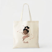 Afrikaanse Amerikaanse Ballerina met Bow, Roos Gol Tote Bag (Voorkant)