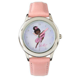Afrikaanse Amerikaanse Ballerina Pink Tutu Ballet Horloge