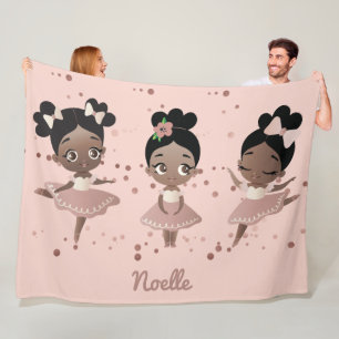 Afrikaanse Amerikaanse Ballerina Princesses, roze Fleece Deken