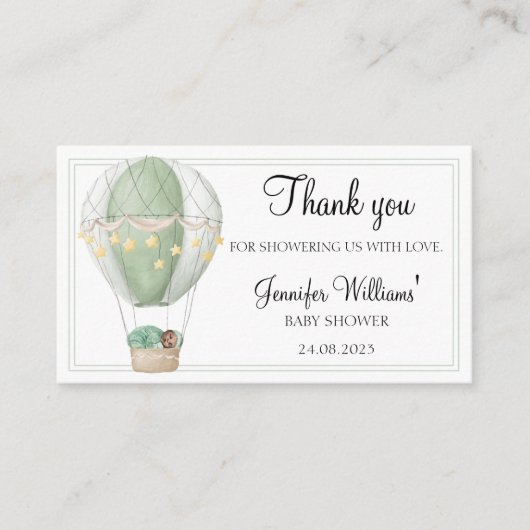 Afrikaanse Amerikaanse ballon baby shower dank je Informatiekaartje (Voorkant)