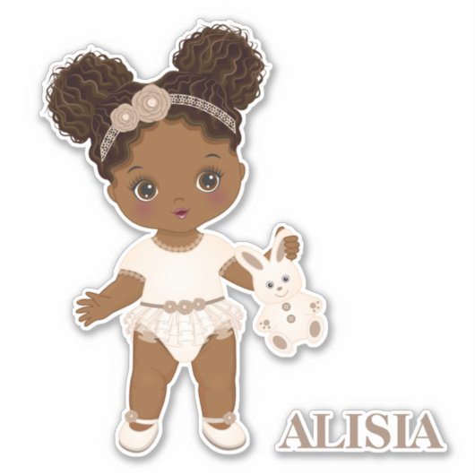 Afrikaanse Amerikaanse Boho Baby Girl Vinyl Sticke Sticker (Voorkant)