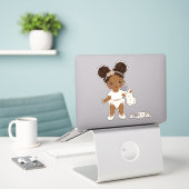 Afrikaanse Amerikaanse Boho Baby Girl Vinyl Sticke Sticker (Laptop op bureau)