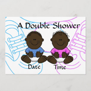 Afrikaanse-Amerikaanse Boy Girl Twins Shower-uitno Kaart