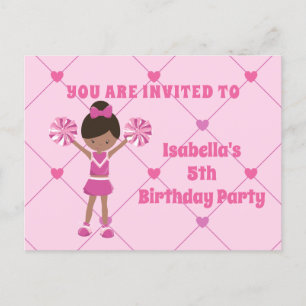 Afrikaanse Amerikaanse Cheerleader Pink Birthday P Briefkaart
