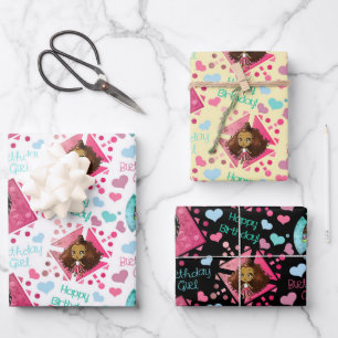 Afrikaanse Amerikaanse Chibi-meisjes met een hartv Inpakpapier Vel