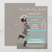 Afrikaanse Amerikaanse Cowboy Baby Shower-uitnodig Kaart (Voorkant / Achterkant)