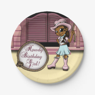 Afrikaanse Amerikaanse Cowgirl Birthday Papieren Bordje